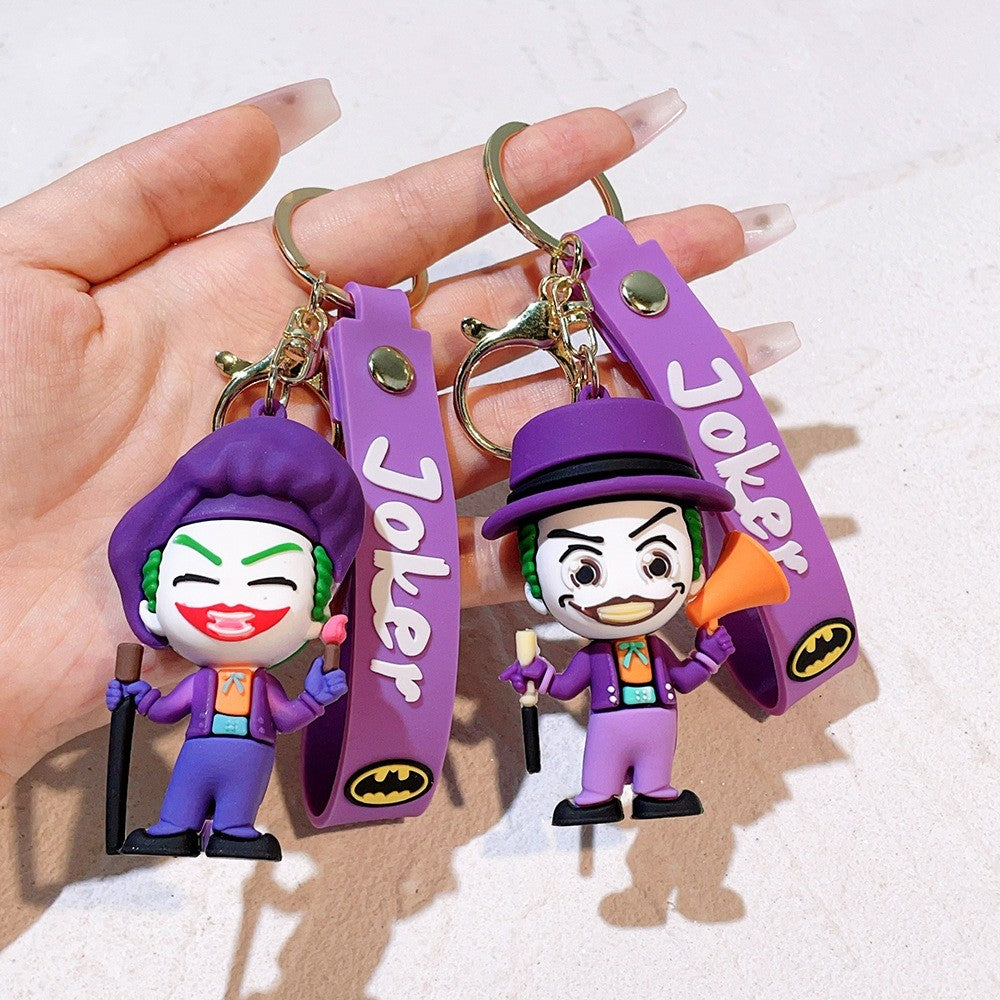 Anime Harley Quinn desenho animado Marvel Batman Coringa imagem boneca bolsa chaveiro pingente fofo Mulher Maravilha acessórios para carro chaveiro