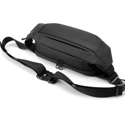 1 men's multifunctional sports waist bag - multi-layer zipper closure, adjustable chest bag, sports style crossbody bag