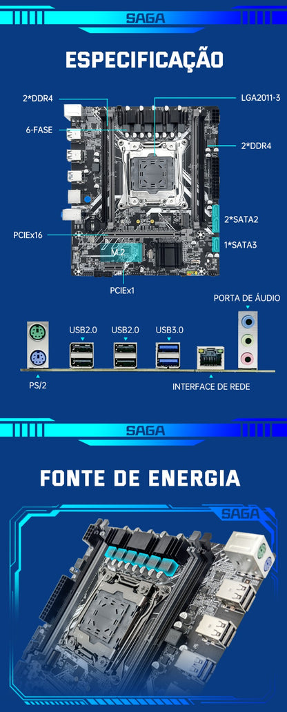 SOYO X99 Motherboard Set Kit With LGA2011-3 Xeon E5 2650 V4 CPU DDR4 16GB (1*16G) 2133MHz RAM NVME M.2 SATA for Desktop Computer
