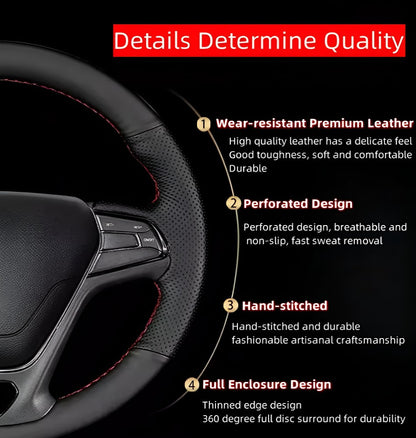 For Volkswagen ID.7 VIZZION 24 Hand-stitched steering wheel cover lightweight and breathable full coverage modification desig