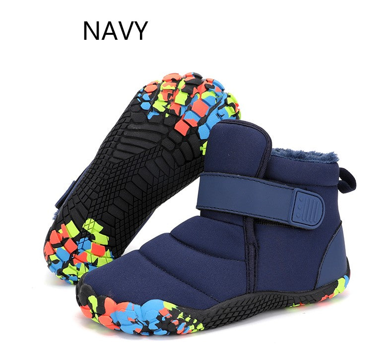 Kids 2025 New Wide Toe Barefoot Snow Boots Boys Girls Winter Minimalist waterproof Sneakers Girls Boys Non-Slip Warm Snow Boots