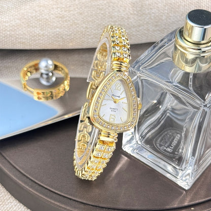 Women's diamond-set snakehead alloy case Sun stripe stripe scale diamond-set fine bracelet quartz watch luxury women's watch