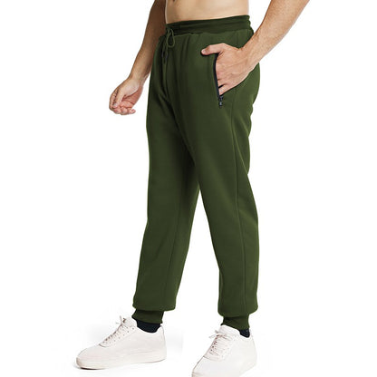 Novas Calças de Moletom Masculinas com Zíper Lateral Bolsos Jogger Calças de Treino Elástico Cintura Esporte Casual Calças Larga Fitness Academia Roupas