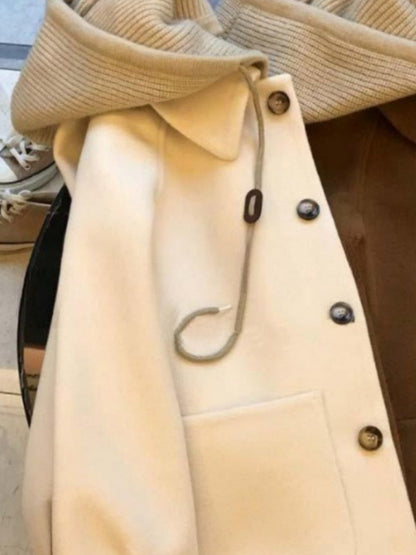 Women's Autumn Winter New Hooded Woolen Jacket New Woolen Coat Style Petite Cropped Thickened Feeling Short Style Overcoat