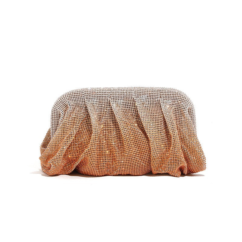 XIYUAN Shinny Ruched Rhinestone Clucth Purse Women Luxury Designer Evening Bags Fashion Party Dinner Handbag Bridal Makeup Bag