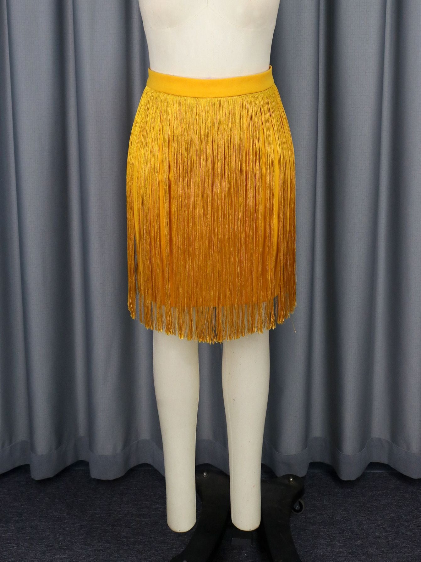 Gold Plus Size Fringe Skirts High Waist Package Hip Sexy Mini Evening Cocktail Party Hem Tassel Skirt for Women 2024 3XL 4XL