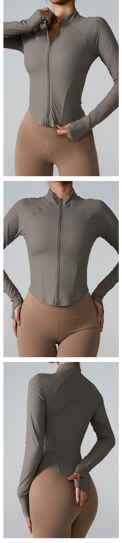 women's long-sleeved clothes zipper sports jacket top outer wear professional training running fitness clothes spring ?