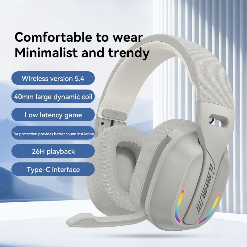 Fone de Ouvido Headset B500 Over Ear Bluetooth 5.4 Sem Fio Estéreo para Jogos Microfone Embutido Luz RGB Baixa Latência Para PC