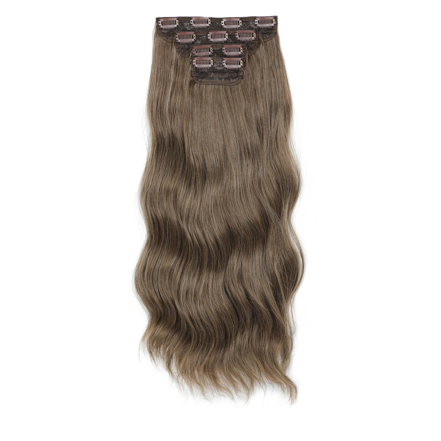 Apliques de cabelo sintéticos ondulados loiros 27/613 de 61 cm (24 polegadas) com presilhas brancas, 4 peças/lote, 220g, fibra resistente ao calor
