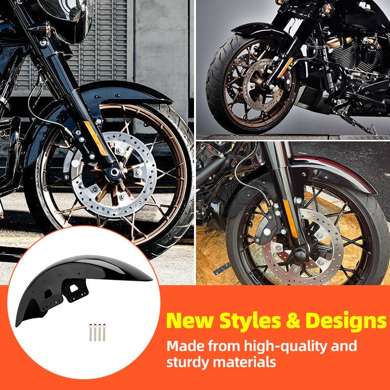 Motorcycle Steel Front Fender Mudguard Cover Protector Splash Gloss Black For Harley Touring Road King Street Glide 2014-up