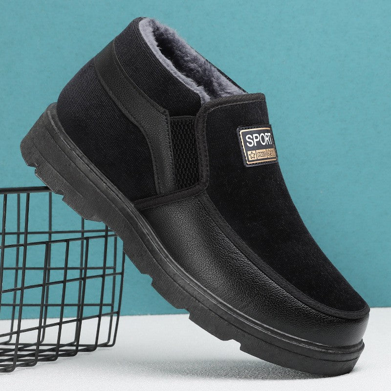 Men's winter new boots,men's plush thick elderly shoes,cold resistant and warm men's boots, thick soled comfortable cotton boots