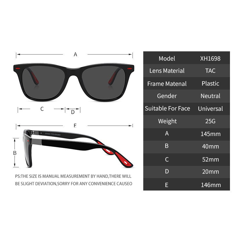 Óculos de Sol Vintage Quadrados Polarizados Masculinos Femininos Retrô para Dirigir Pescar UV400