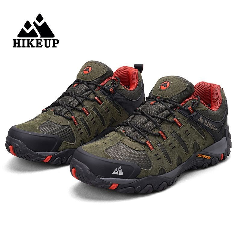 HIKEUP Tênis Masculino de Caminhada em Couro Camurça, Calçados Outdoor Resistentes ao Desgaste Masculinos para Trekking, Caminhada, Caça e Tênis Táticos