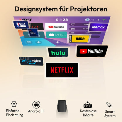 Projetor XGODY Android 13 Netflix Oficial FHD Beamer 700ANSI Foco Automático e Correção Trapezoidal Smart Android TV Cinema em Casa