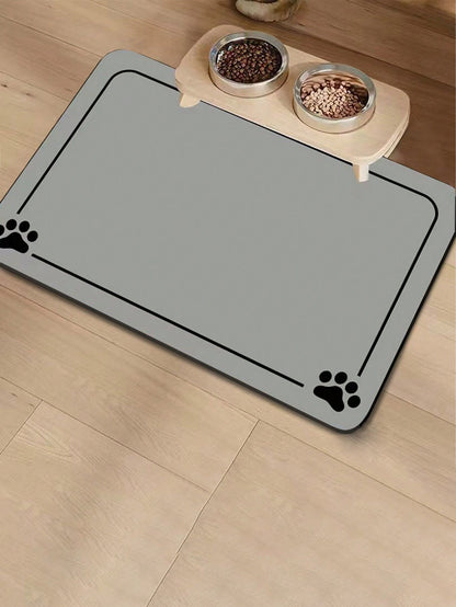 1PC Tapete para Comida de Animais de Estimação Absorvente - Tapete para Tigelas de Cães e Gatos Antiderrapante de Secagem Rápida