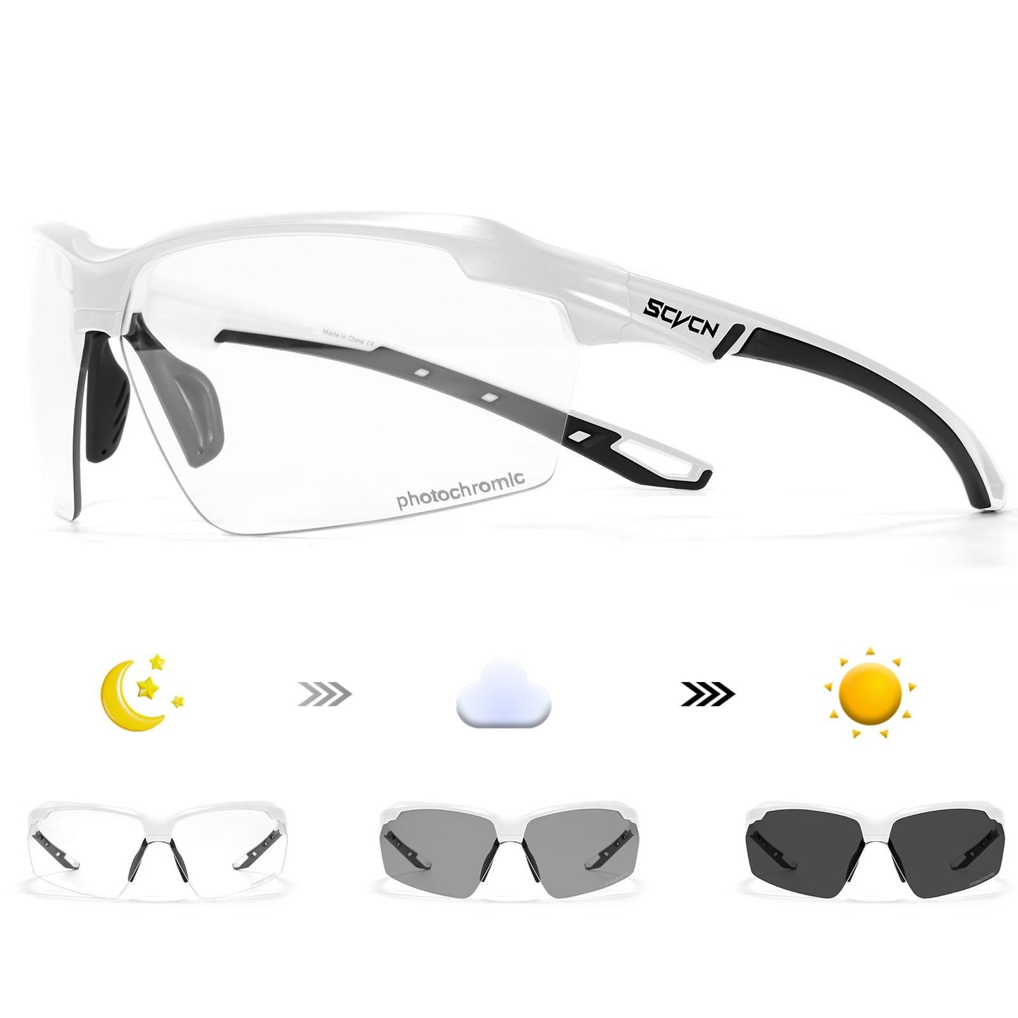 Óculos de Ciclismo Fotocromáticos SCVCN Masculino MTB Óculos de Sol para Ciclismo Feminino Óculos de Ciclismo de Estrada UV400 Óculos Esportivos para Corrida ao Ar Livre