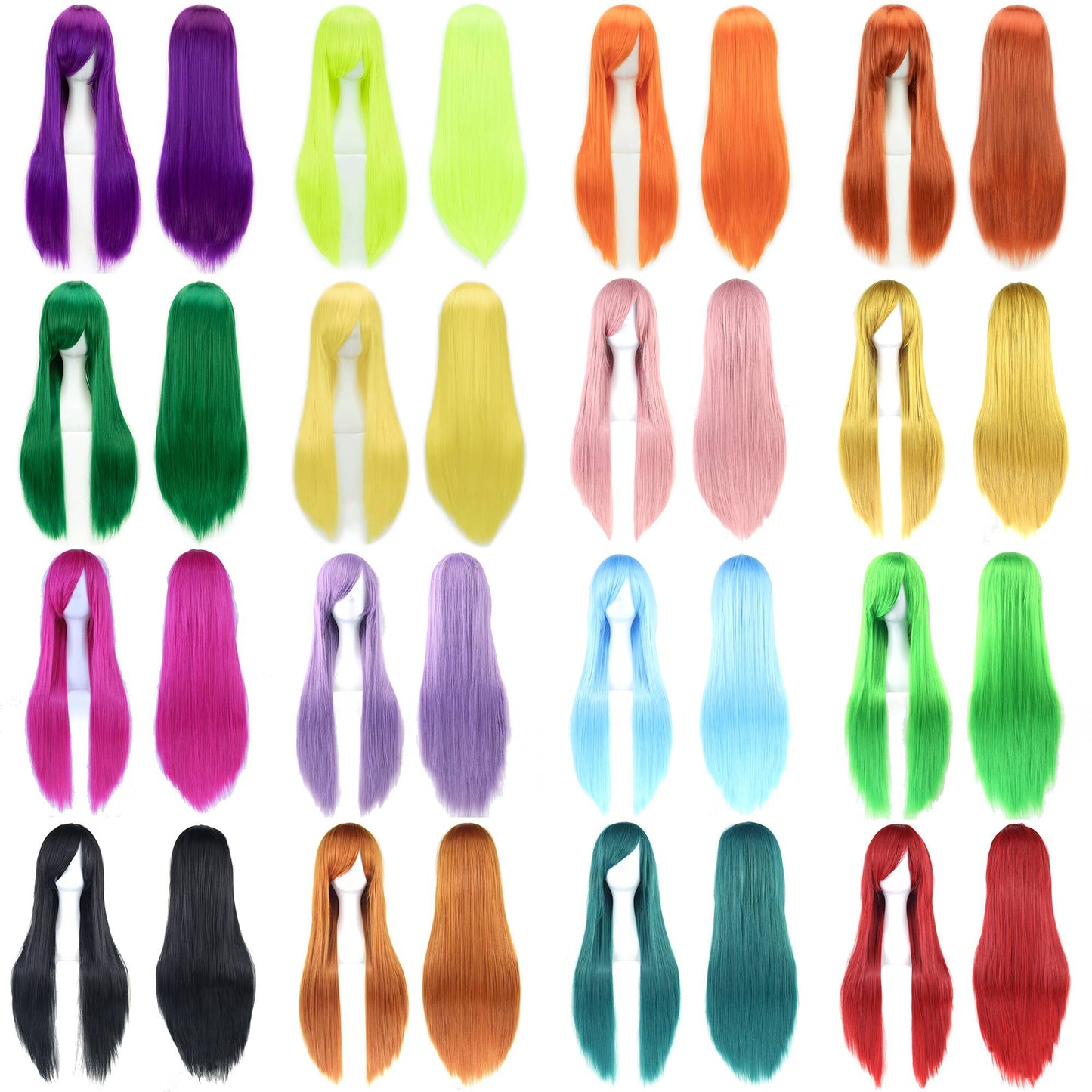 Soowee 80cm Cabelo Sintético Comprido Branco Roxo Perucas Cosplay Festa Preto Cabelo Liso Peruca Postiça para Mulheres