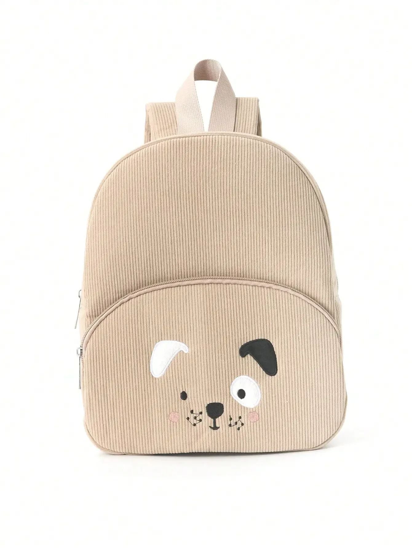 Cute Cartoon Bear Embroidered Corduroy Children's Backpack Suitable for Boys and Girls Kindergarten Elementary School Gifts