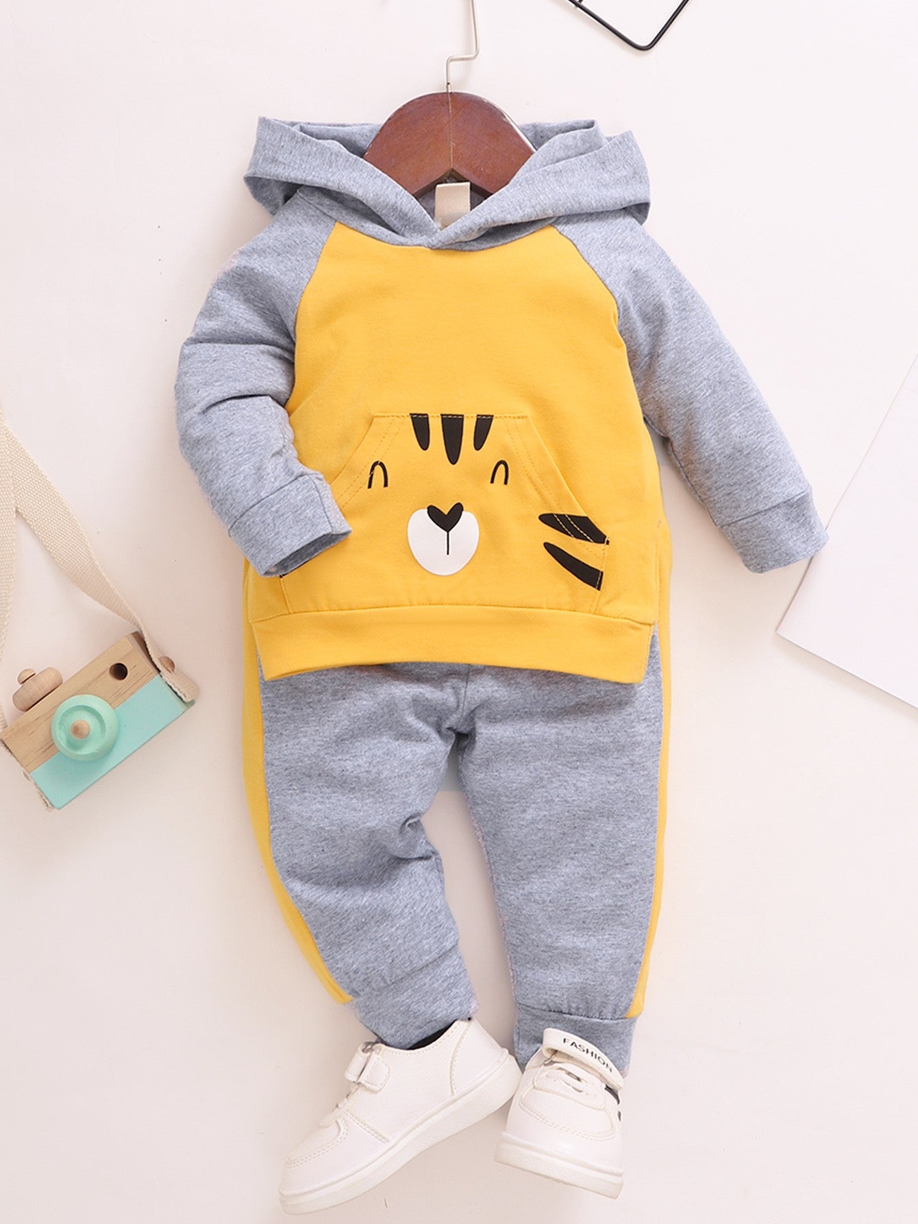 3-24 Months Toddler Baby Boy&Girl Clothes Set Cartoon Tiger Long Sleeve Hoodie Shirt + Pants Autumn Winter 2PCS Outfit Suit