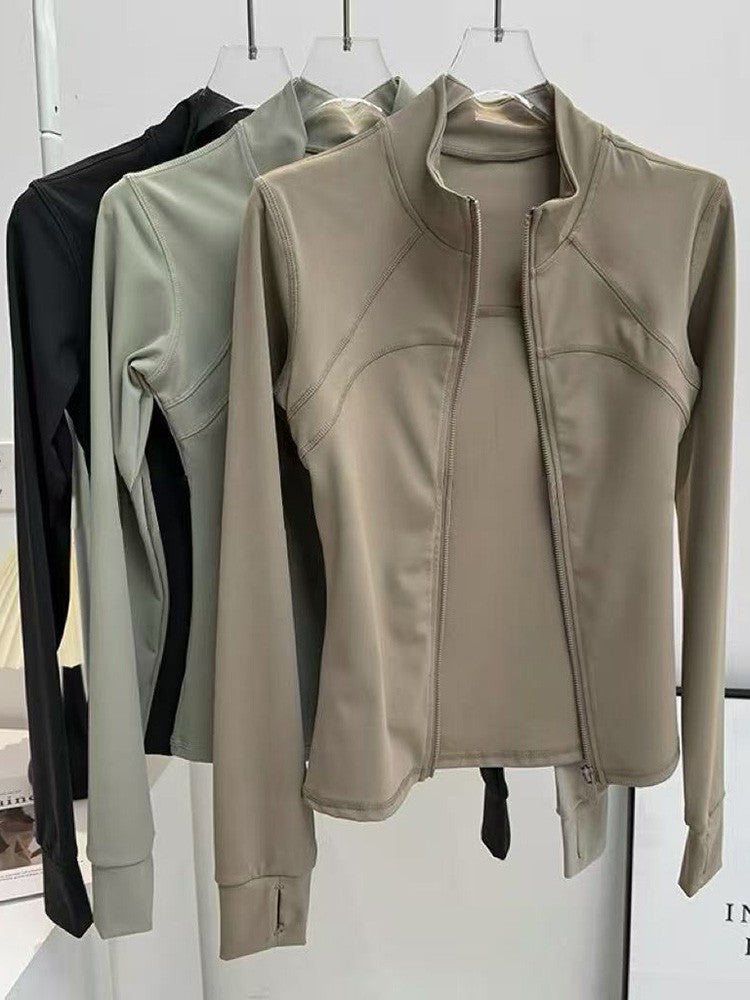 Yoga Suit Women's High-end Standing Collar Long Sleeved Sports Jacket Running Training Fitness Top Windproof Running Suit