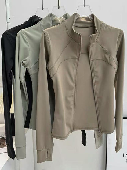 Yoga Suit Women's High-end Standing Collar Long Sleeved Sports Jacket Running Training Fitness Top Windproof Running Suit