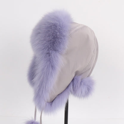 2025 Novo Chapéu Feminino Ushanka Russo de Pele de Raposa Natural Inverno Grosso Quente Orelhas Moda Chapéu Bomber Senhora Gorro Genuíno de Pele de Raposa Real