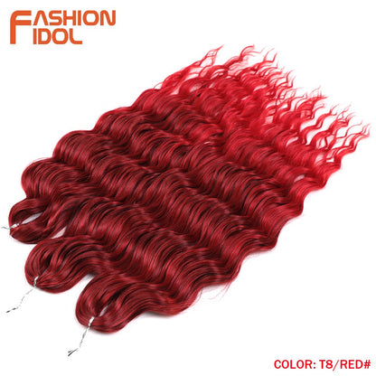 FASHION IDOL Cabelo de Crochê Torção Laranja Extensões de Cabelo Trançado de Onda Profunda Sintética Cabelo Onda de Água 24 Polegadas Fibra Resistente ao Calor