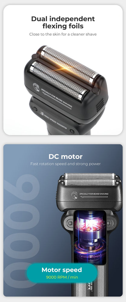 VGR Shaver Professional Beard Trimmer Waterproof Razor 9000 RPM Electric Shaving Machine Reciprocating LED Shaver for Men V-368