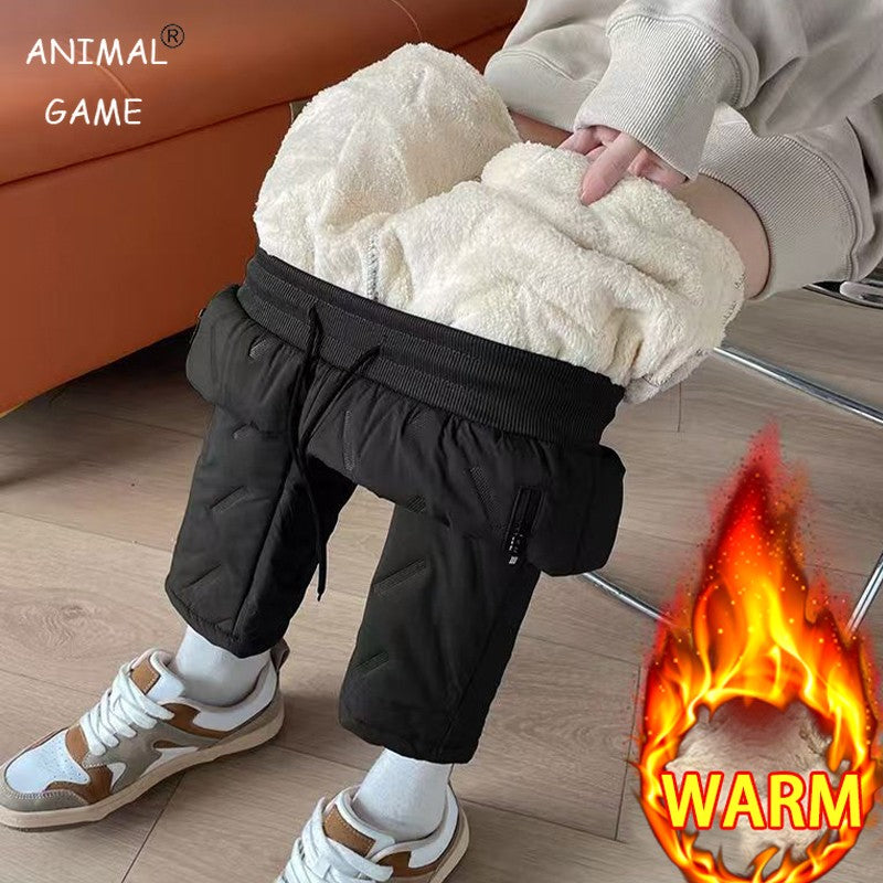 Animal Game Outdoor Women Plush Thick Fleece Waterproof Sweatpant Windproof Casual Work Pants Warm Lambswool Thermal Outerwear