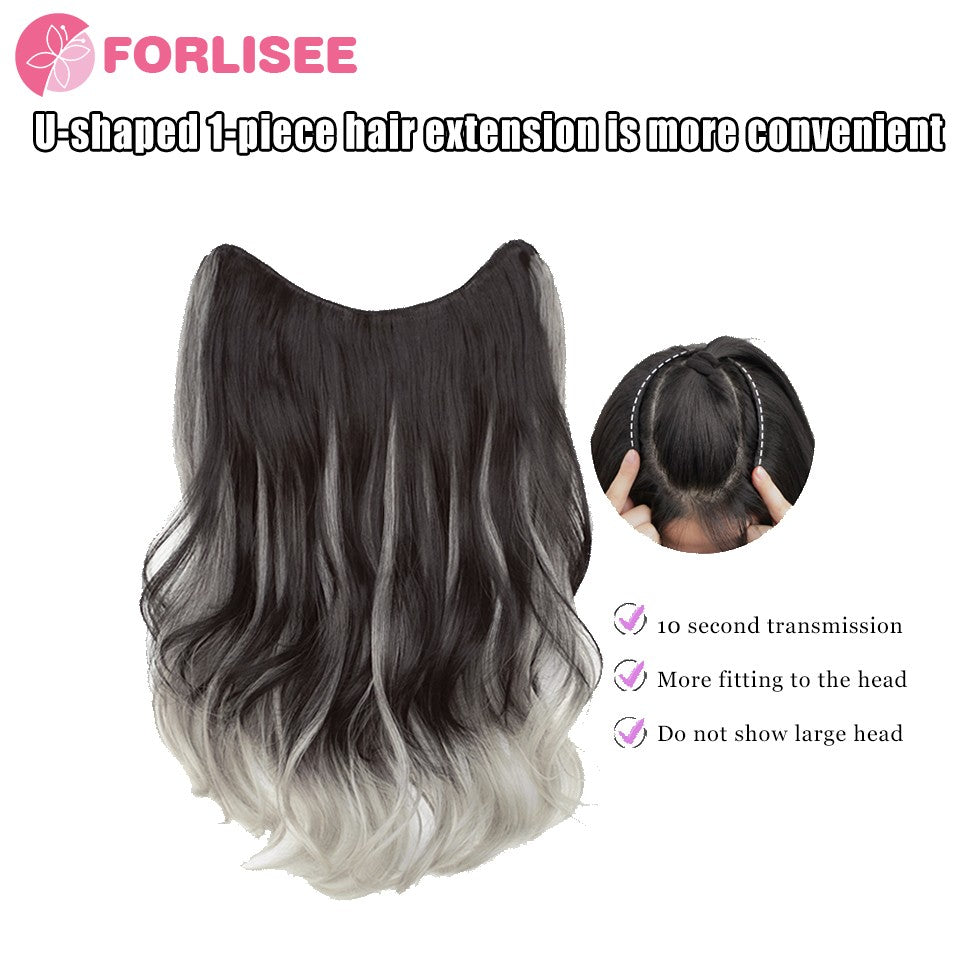 FORLISEE Cabelo Sintético Cacheado Longo com Gradiente Peruca Paris Pintada com Volume de Cabelo Aumentado e Apliques de Cabelo Fofos
