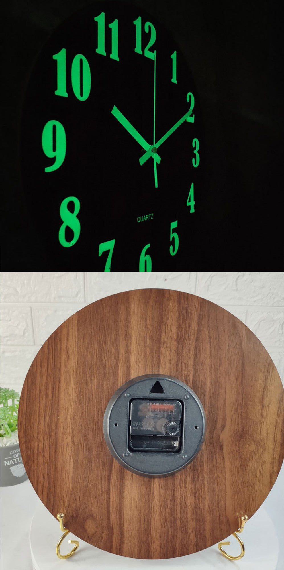 12 Inch Luminous Wall Clock Wood Silent light in dark night Nordic Fashion Wall Clock Non Ticking Clock With Night Light