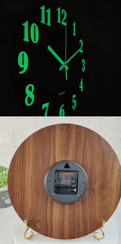 12 Inch Luminous Wall Clock Wood Silent light in dark night Nordic Fashion Wall Clock Non Ticking Clock With Night Light