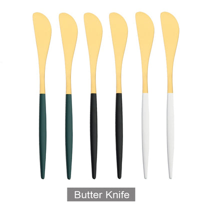 Black Gold Butter Knife Matte Stainless Steel Cutlery Cheese Dessert Jam Spreaders Cream Knifes Gold Dessert Tool Utensil