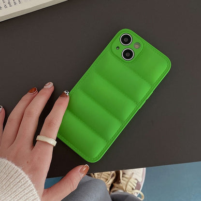 Luxury Down Jacket fine hole silicon case for iPhone 16 15 14 13 12 11 XR XS Pro Max Plus soft protection phone cover for winter