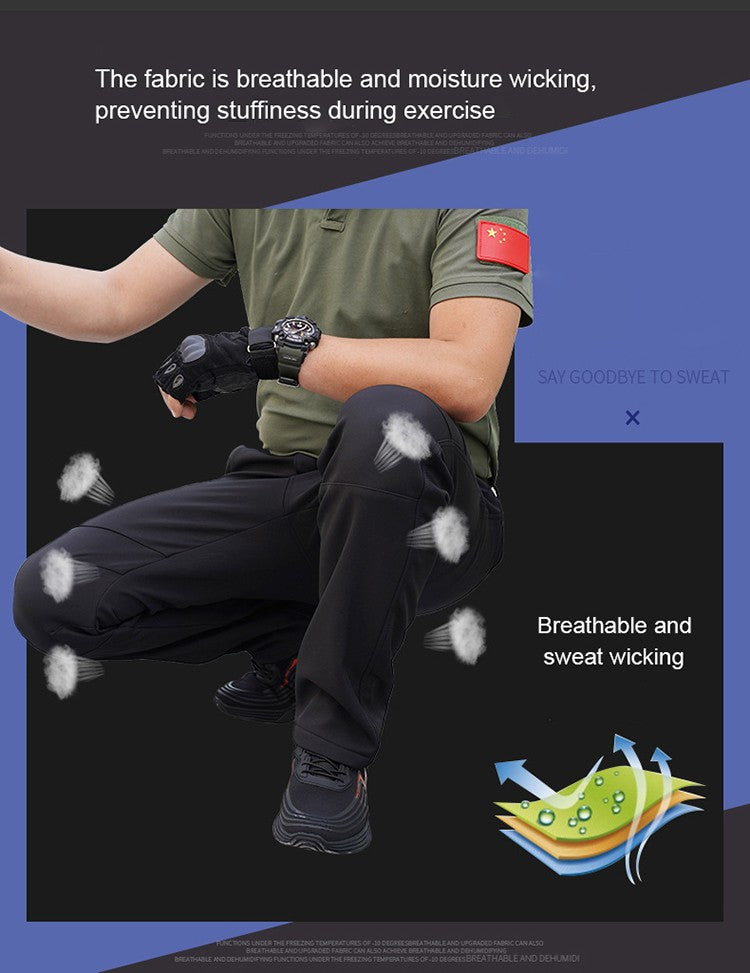 TRVLWEGO Thick Warm Fleece Hiking Pants Men Winter Waterproof Windproof Outdoor Soft Shell Rain Trekking Camping Ski Trousers