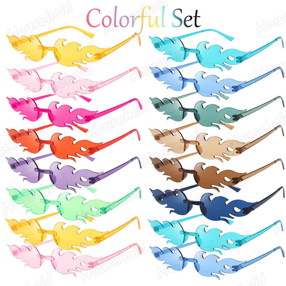 Fun Party Sunglasses Fire Flame Sunglasses Rimless Fire Sunglasses Halloween Candy Color Glasses for Christmas Favors