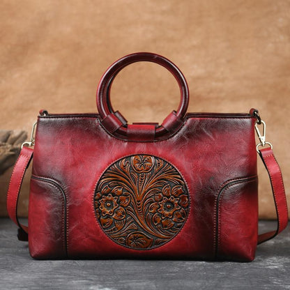 2025 New High Quality Leather Women Handbag Retro Handmade Embossed Shoulder Bag For Women Large Capacity Female Messenger Bags