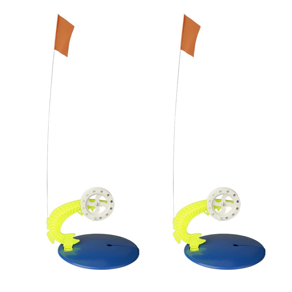 FTK 2 pçs/conjunto de pesca de inverno, bandeira de vara de pesca no gelo, suprimentos de pesca, ponta de plástico, trenó de pesca portátil, bandeiras de pescadores