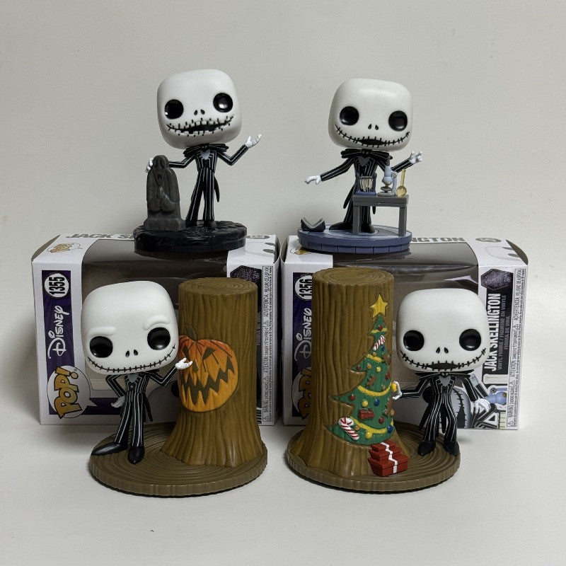 Anime O Estranho Mundo de Jack Q-Version Bonecos de Ação Halloween Jack Caveira Terror Bonecos de Ação Modelo de Enfeite Presentes