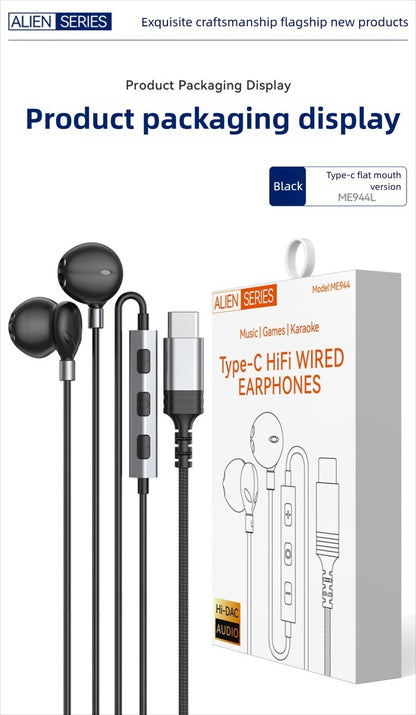 Fone de Ouvido com Fio Tipo-C Para Samsung Galaxy S25 S24 S23 S22 21 Ultra Plus Fone de Ouvido Intra-auricular de 3,5MM HiFi Bass Estéreo para Jogos