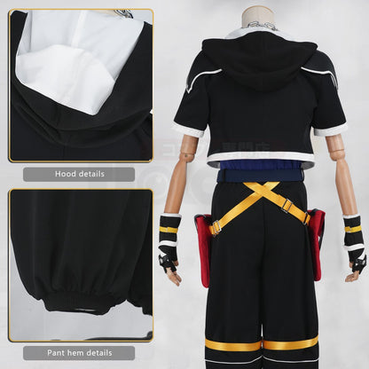 HOLOUN Sora Cosplay Costume Game KH2 Convention Halloween Christmas Coat Pants Vest Belt Gloves Necklace