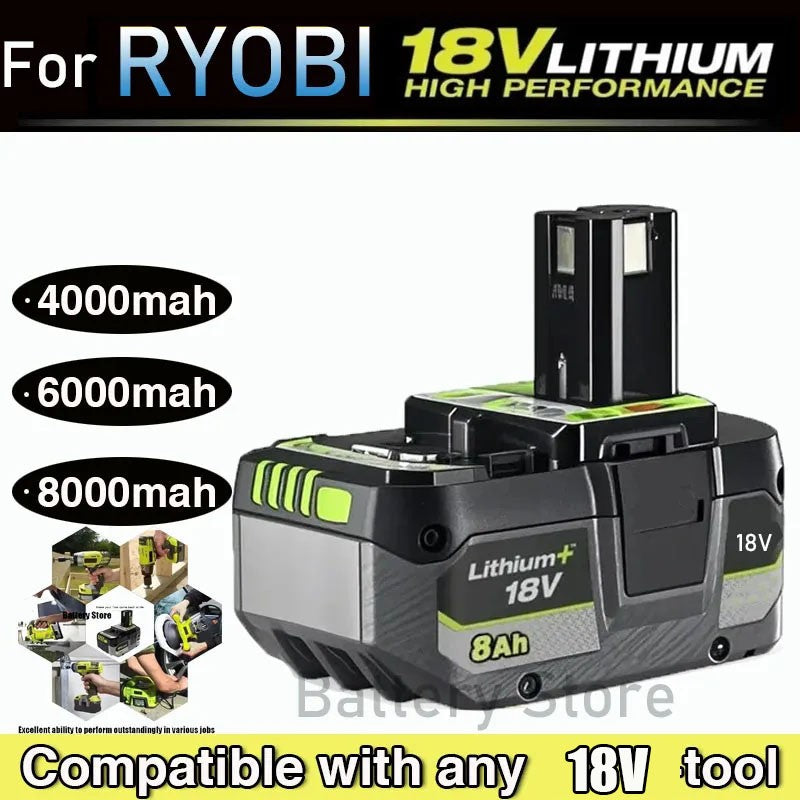 Para bateria de lítio de alta performance RYOBI 18V sem efeito memória e baixa autodescarga para todas as ferramentas P104, P107