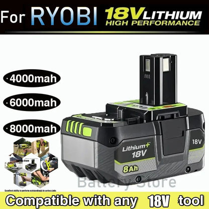 Para bateria de lítio de alta performance RYOBI 18V sem efeito memória e baixa autodescarga para todas as ferramentas P104, P107