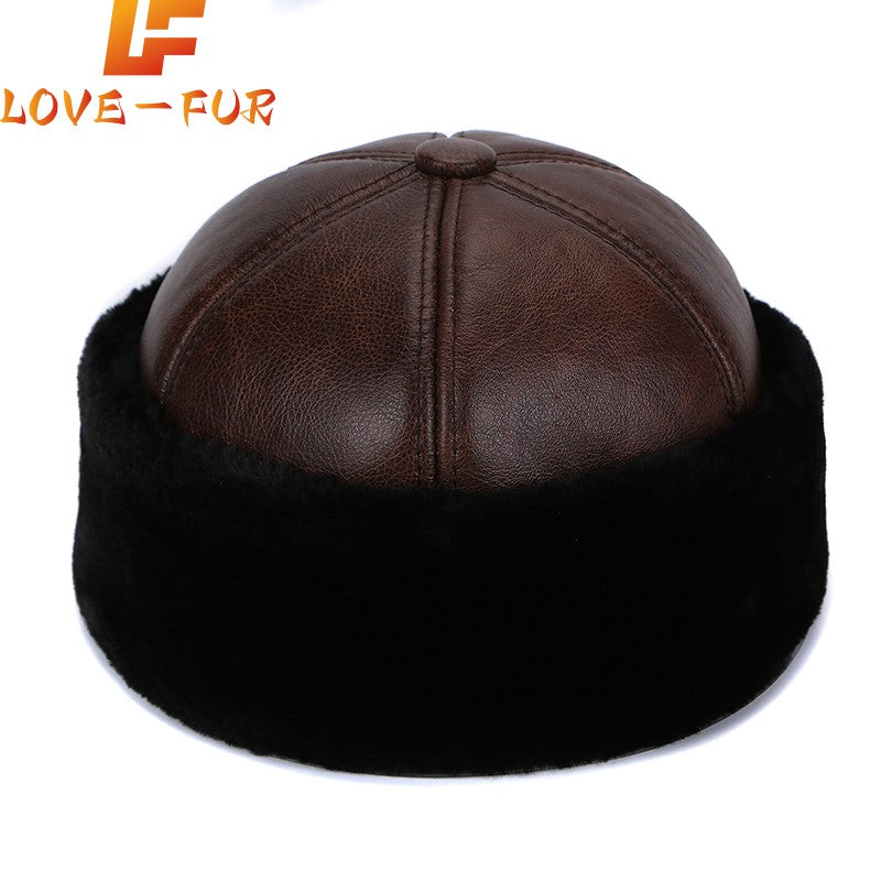 Brand New Style 2025 Retro Cowhide Bomber Hat Winter Keep Warm Caps Men Women Real Leather Cap Thick Velvet Dad Hat Leather Hat
