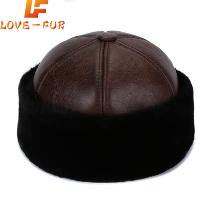 Brand New Style 2025 Retro Cowhide Bomber Hat Winter Keep Warm Caps Men Women Real Leather Cap Thick Velvet Dad Hat Leather Hat