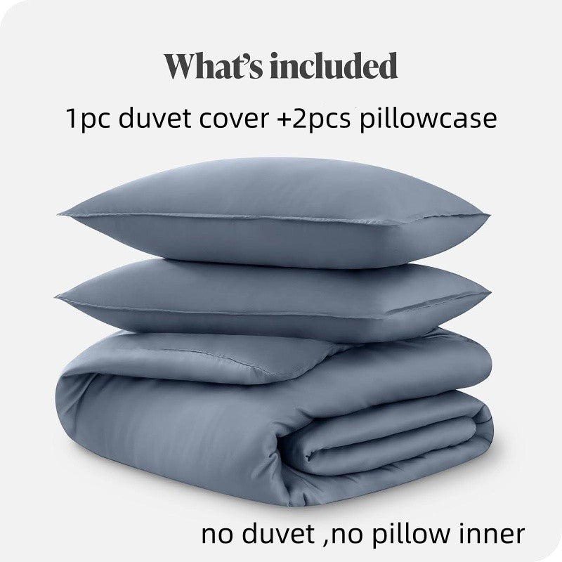 3pcs Lyocell Bamboo Fiber Duvet Cover Set,Luxury Solid Summer Silky Cooling Bedding Set(no Sheet),Single Quilt Cover+Pillowcases