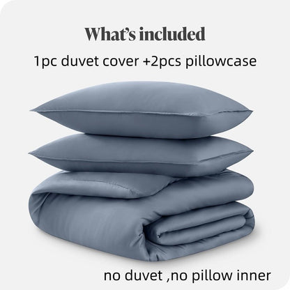 3pcs Lyocell Bamboo Fiber Duvet Cover Set,Luxury Solid Summer Silky Cooling Bedding Set(no Sheet),Single Quilt Cover+Pillowcases