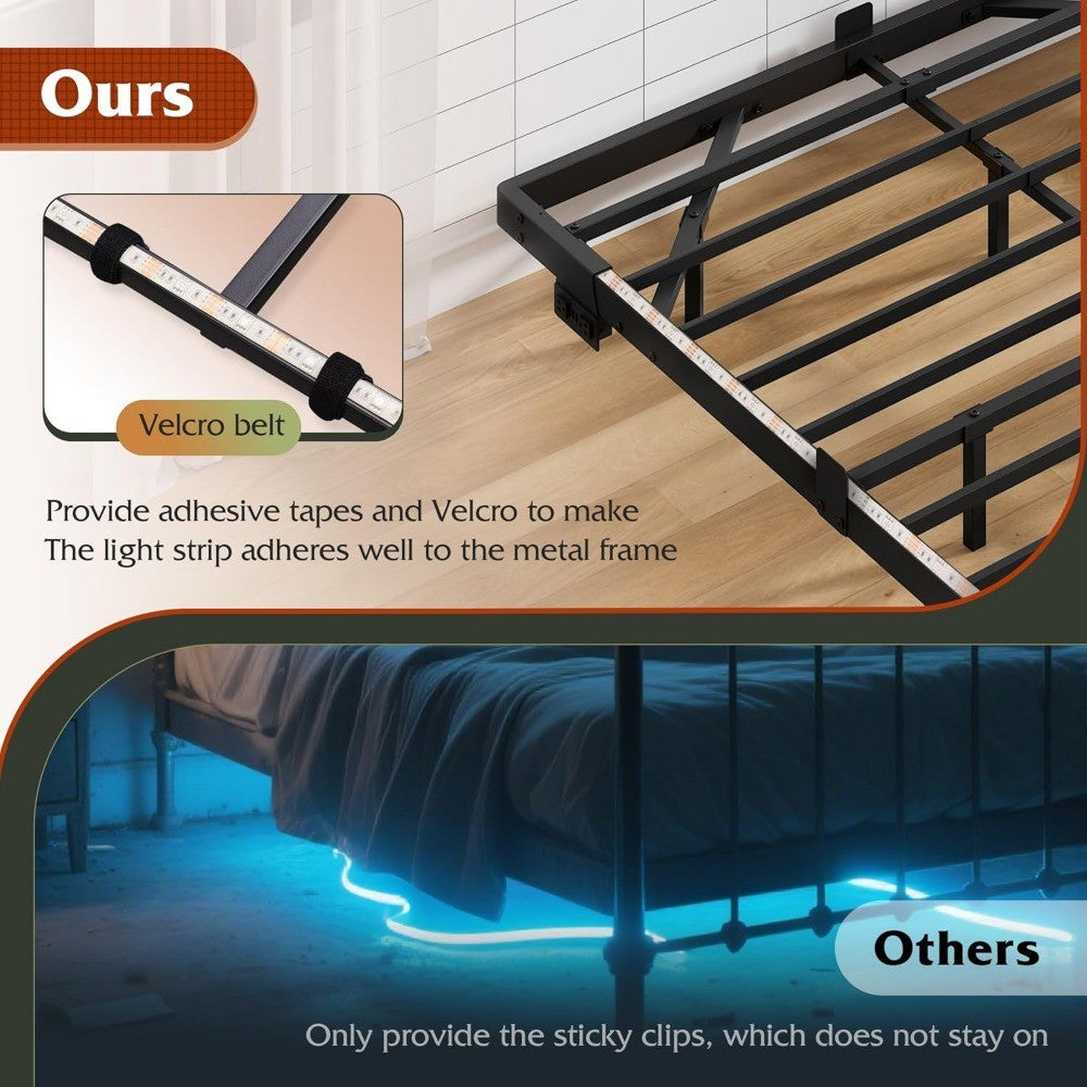Floating LED Bed Frame with Charging Station | Heavy-Duty Metal Platform, Easy Assembly, No Noise