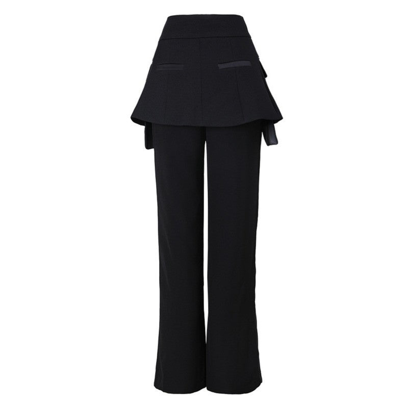 [Vibe] Black Irregular Pants High Waist Leather Long Wide Leg New Loose Fit Trousers Women Fashion Spring Autumn 2025