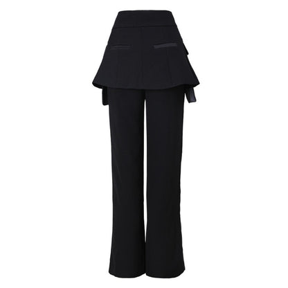 [Vibe] Black Irregular Pants High Waist Leather Long Wide Leg New Loose Fit Trousers Women Fashion Spring Autumn 2025